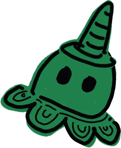 Doodle cumi hijau topi